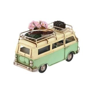 Figura Decorativa Home ESPRIT Furgoneta Verde Rosa Vintage 17 x 8 x 11 cm (2 Unidades)