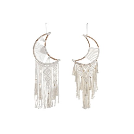 Decoración Colgante Home ESPRIT Crema Natural Boho Macramé (2 Unidades)