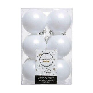 Palle di Natale Decoris 12 Unità Bianco Plastica Ø 6 cm