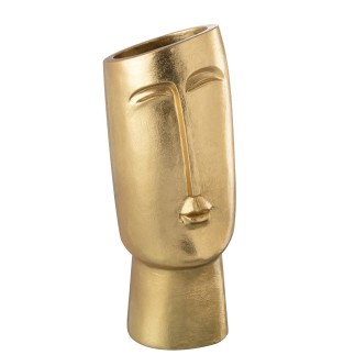 Vase visage abstrait en résine dorée 15*14*35 cm