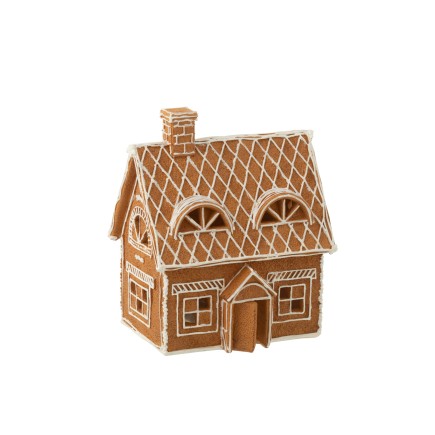 Maison de Noël en résine marron 18.5x14x22 cm