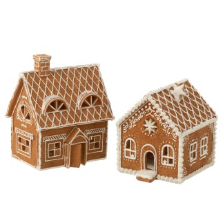 Maison de Noël en résine marron 18.5x14x22 cm