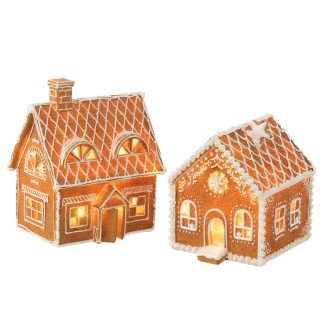 Maison de Noël en résine marron 18.5x14x22 cm