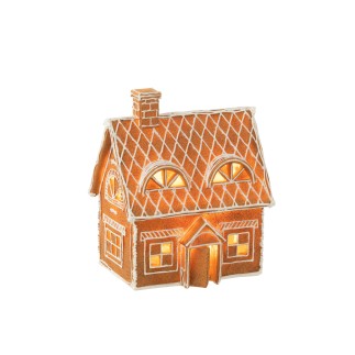 Maison de Noël en résine marron 18.5x14x22 cm