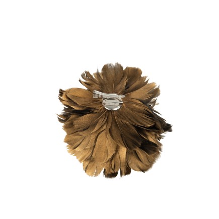 Palla decorativa in piume dorate 15x14x9 cm