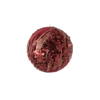 Bola de Navidad de lentejuelas de resina color burdeos de 12x12x12 cm