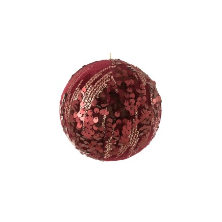 Bola de Navidad de lentejuelas de resina color burdeos de 12x12x12 cm