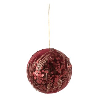 Bola de Navidad de lentejuelas de resina color burdeos de 12x12x12 cm