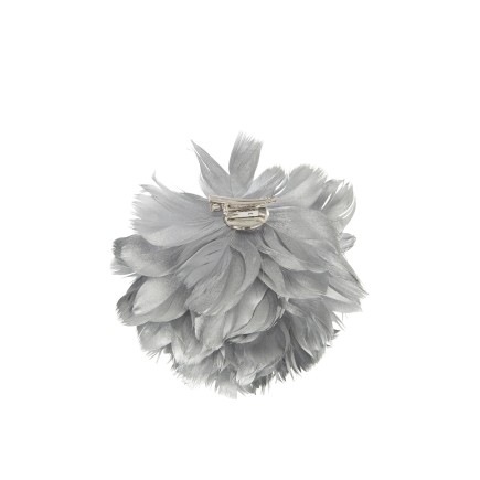 Bola decorativa de plumas plateadas de 15x15x12 cm