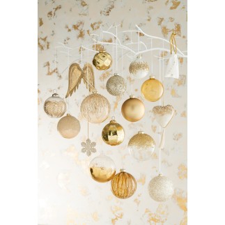 Boite de 4 boules de Noël en verre champagne 12x12x12 cm