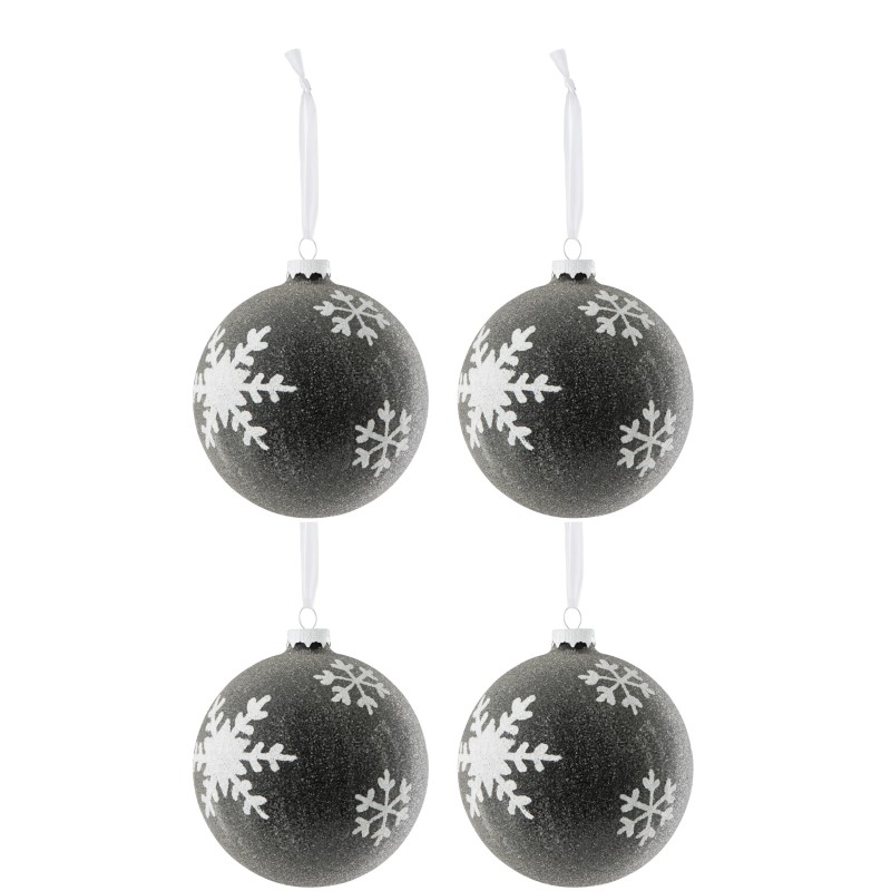 Boite de 4 boules de Noël en verre noir 12x12x12 cm Boite de 4 boules de Noël en verre noir 12x12x12 cm