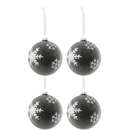 Boite de 4 boules de Noël en verre noir 12x12x12 cm