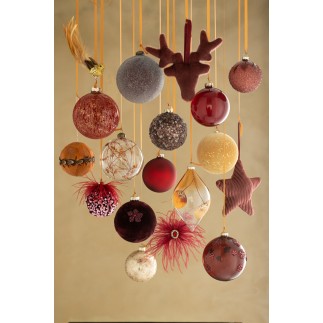 Boite de 4 boules de Noël en verre orange 12x12x12 cm