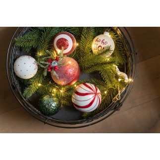 Boite de 6 boules de Noël en verre blanc - rouge 8x8x8 cm