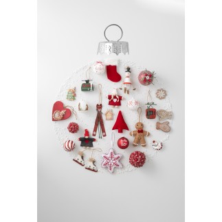 Boite de 6 boules de Noël en verre blanc - rouge 8x8x8 cm