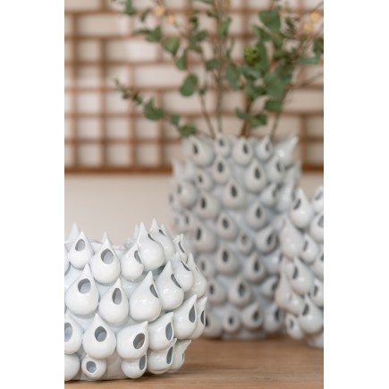 Vaso di fiori in porcellana bianca 37x37x26 cm