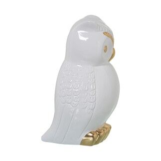 Figurine Décorative Alexandra House Living Blanc Doré Céramique Hibou 16 x 16 x 27 cm