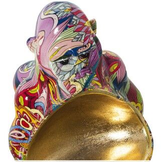 Figurine Décorative Alexandra House Living Multicouleur Plastique Gorille Graffiti 18 x 21 x 23 cm Bol