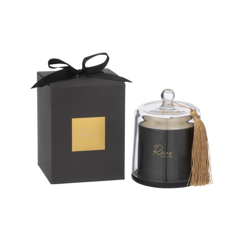 Vela perfumada bajo campana de parafina negra 65 horas