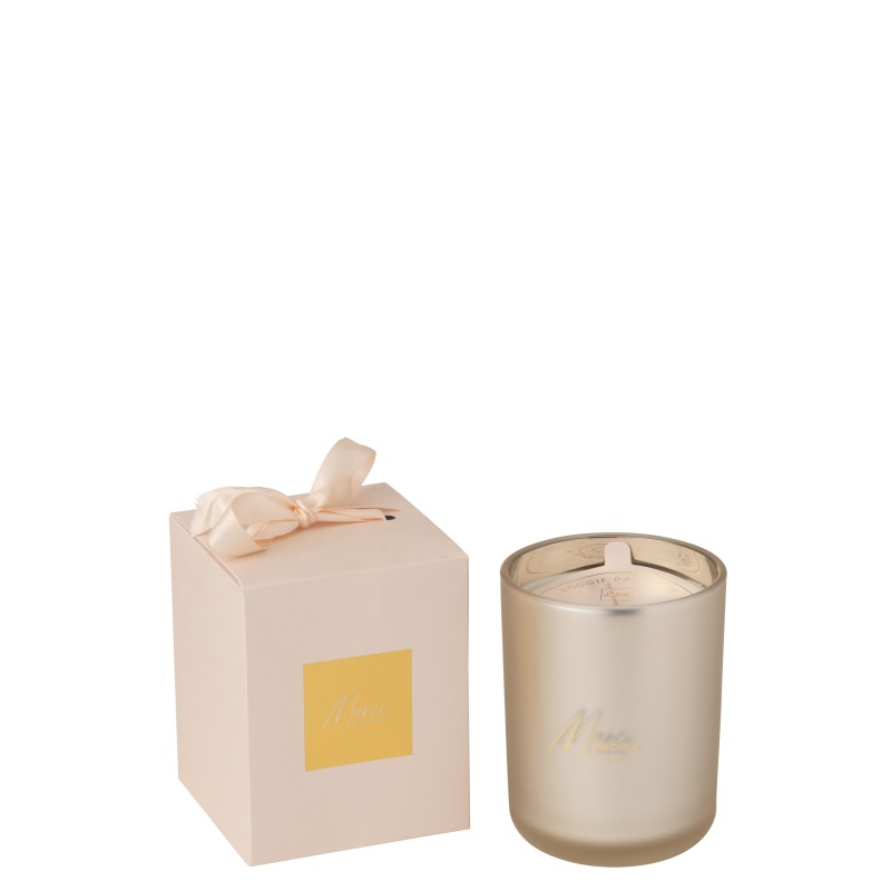 Bougie parfumée en paraffine beige 10.5x10.5x14 cm