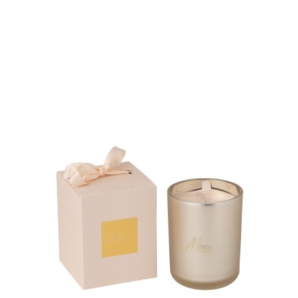Vela perfumada de parafina beige 10.5x10.5x14 cm