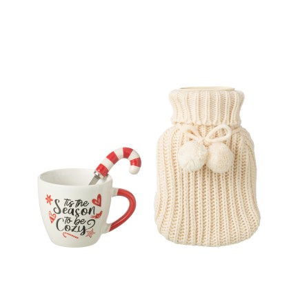Taza cuchara bolsa de agua caliente de cerámica roja 27x16.4x27.1 cm