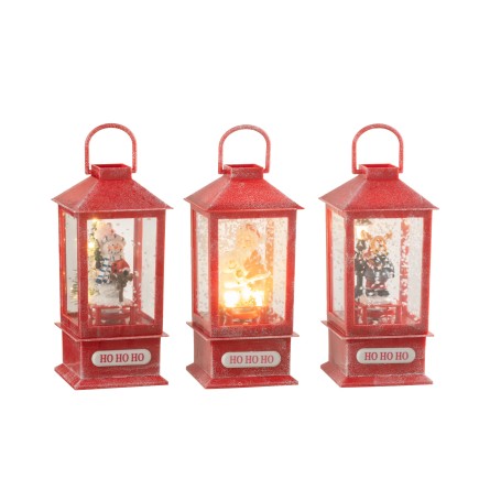 Set di 3 lanterne rosse in poliresina 8,5*8,5*19 cm