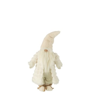 Duende con chaqueta acolchada de textil blanco 25x18x64 cm