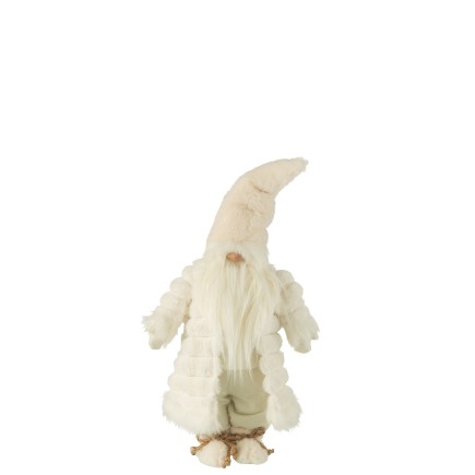 Duende con chaqueta acolchada de textil blanco 25x18x64 cm