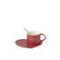 Tasse avec soucoupe coeur en céramique rouge 16x14.2x7.5 cm Tasse avec soucoupe coeur en céramique rouge 16x14.2x7.5 cm