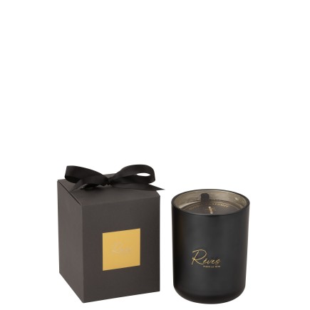 Vela perfumada de parafina negra 10.5x10.5x14 cm Sueños negro -65 horas