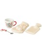 Taza, cuchara y bolsa de agua caliente de cerámica roja 27x16,4x27,1 cm