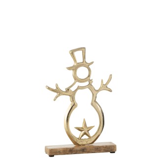 Muñeco de nieve estrella en aluminio dorado 17x5x26 cm