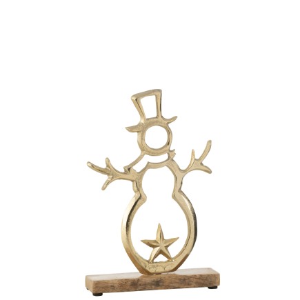 Muñeco de nieve estrella en aluminio dorado 17x5x26 cm