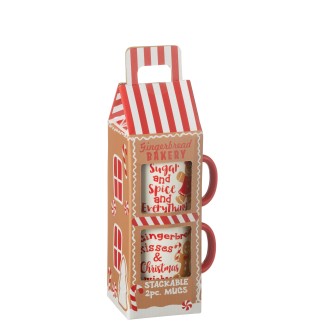 Caja de 2 tazas de cerámica roja 12x9.1x30 cm