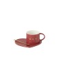 Taza+Platillo+Cuchara 3Corazón Cerámica Roja
