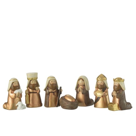 Scène nativité en résine multicolore 6x4x4 cm