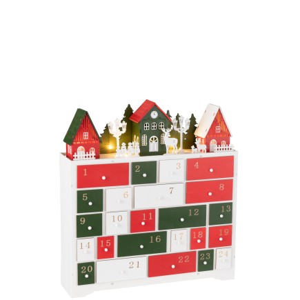 Calendrier de l'avent en bois multicouleur 38*10.5*41 cm