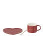 Tasse avec soucoupe coeur en céramique rouge 16x14.2x7.5 cm Tasse avec soucoupe coeur en céramique rouge 16x14.2x7.5 cm
