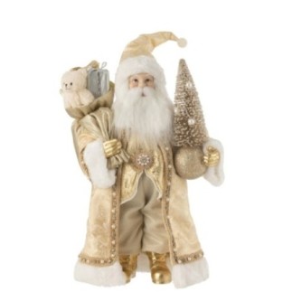 Decoración de Papá Noel en resina dorada 31.5x24.5x50 cm