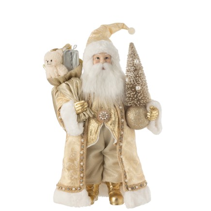 Decoración de Papá Noel en resina dorada 31.5x24.5x50 cm