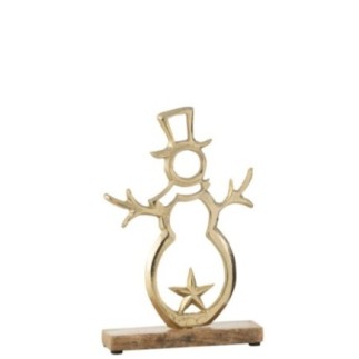 Muñeco de nieve estrella en aluminio dorado 17x5x26 cm