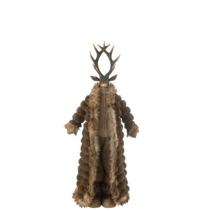 Ciervo con chaqueta de resina y textil marrón 26x15x76 cm