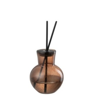 Vaso per olio profumato Li-Ly Land con coperchio in vetro marrone 15x15x19 cm