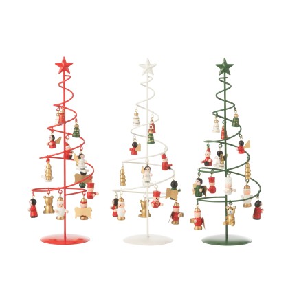 Arbre de Noël figurines tourbillon en métal multicolore 11x11x29 cm assortiment de 3