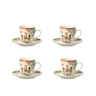 Set de 4 tasses et sous-tasses en céramique blanche 5.5*10.9*6.5 cm