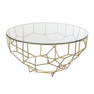 Mesa baja redonda de metal dorado 90*90*44cm