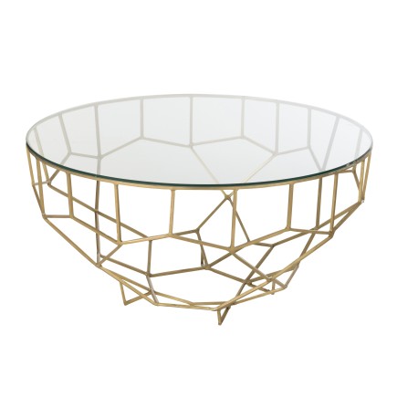 Mesa baja redonda de metal dorado 90*90*44cm