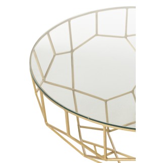 Mesa baja redonda de metal dorado 90*90*44cm