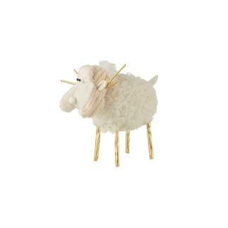 Renne avec bonnet en textile blanc 28*14*34cm